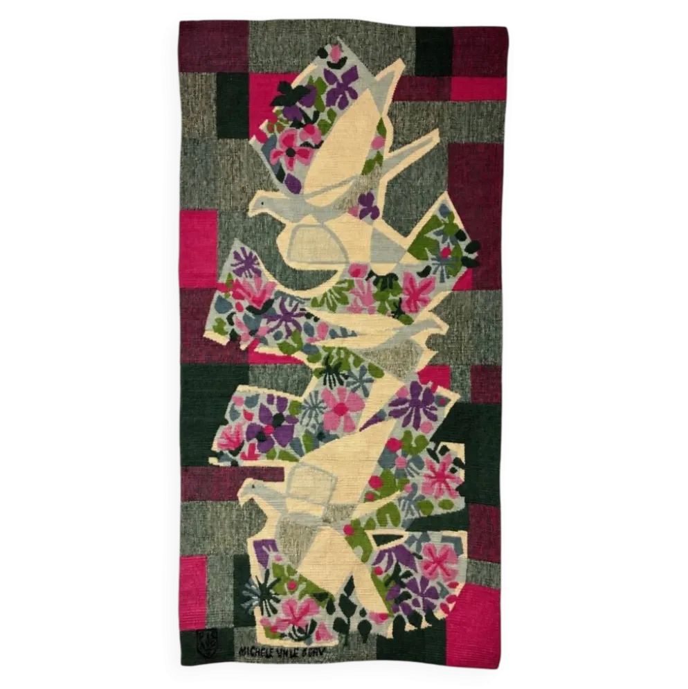 Tapisserie d'Aubusson en laine d'après Michèle Van Hout Le Beau
