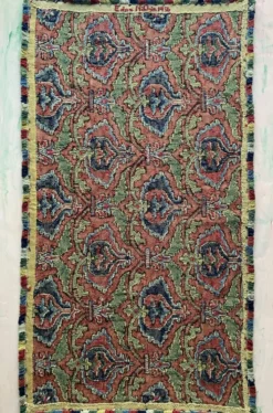 Tapisserie de broderie de grenade de l'art populaire suédois par Edna Nihlén, Suède 1956