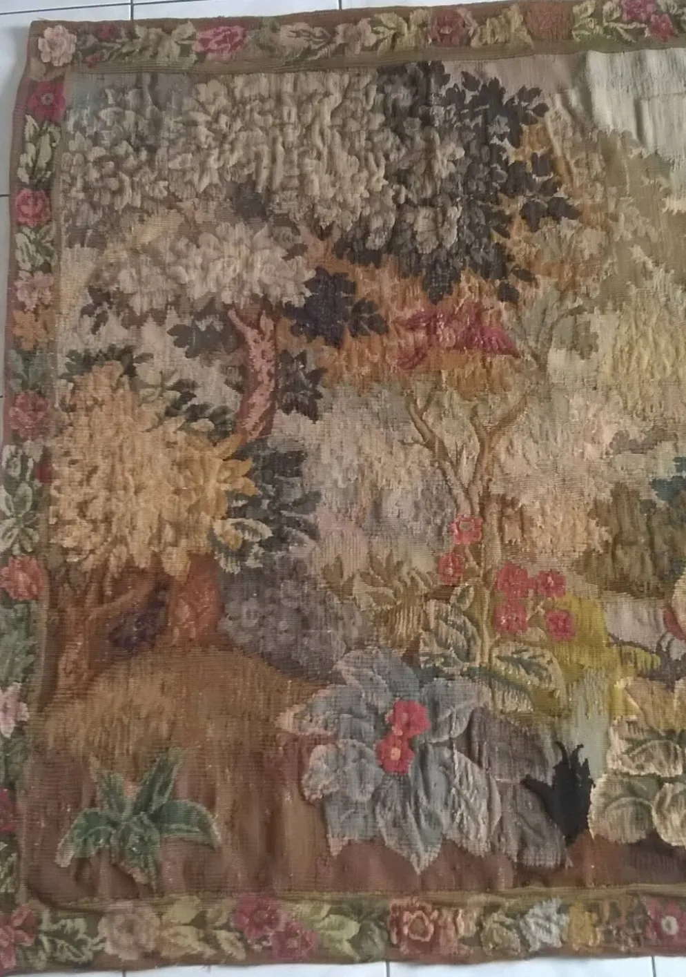 Tapisserie de laine "Verdure Flamande" de la manufacture Robert Four