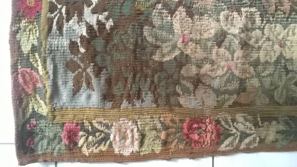 Tapisserie de laine "Verdure Flamande" de la manufacture Robert Four