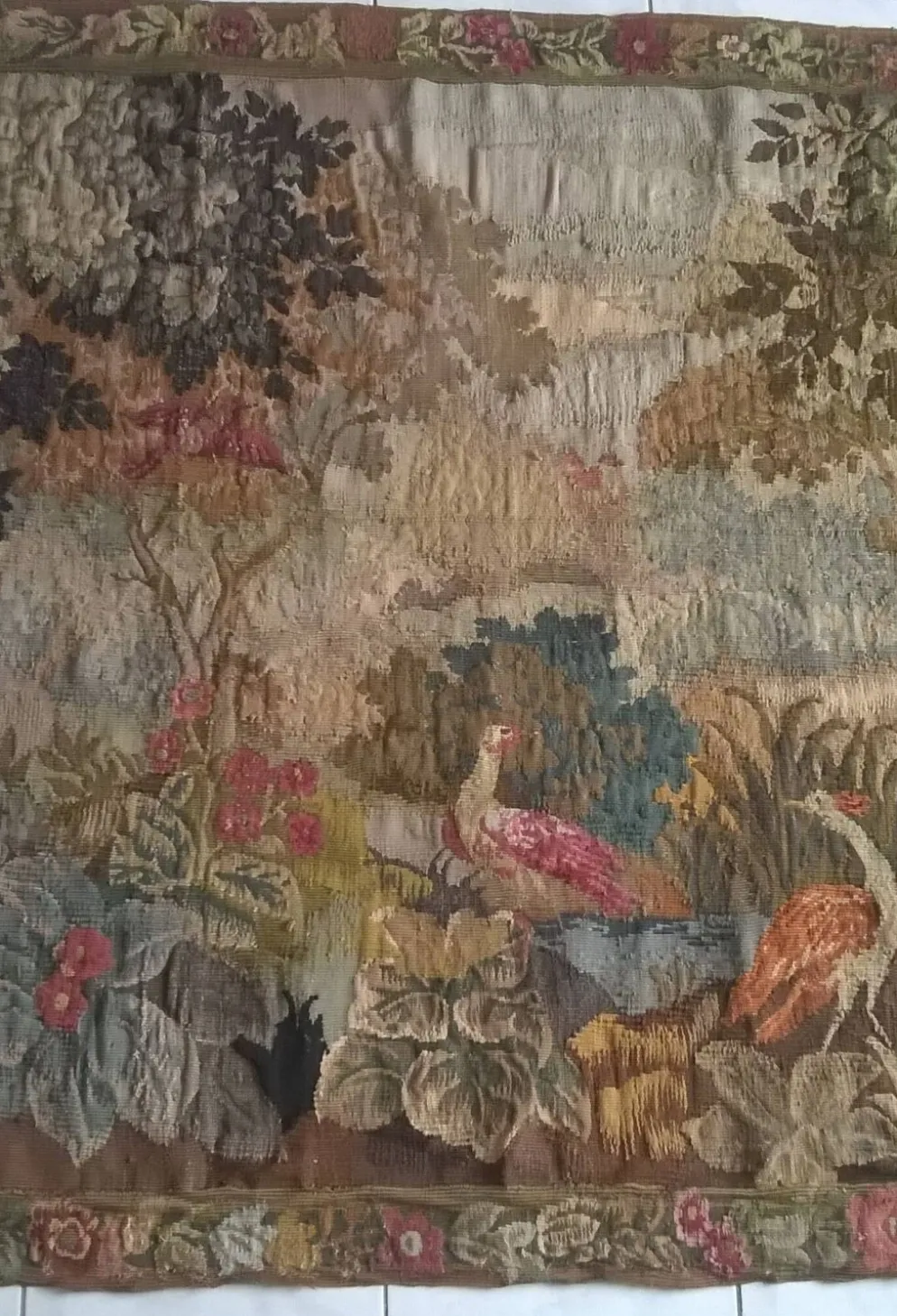 Tapisserie de laine "Verdure Flamande" de la manufacture Robert Four