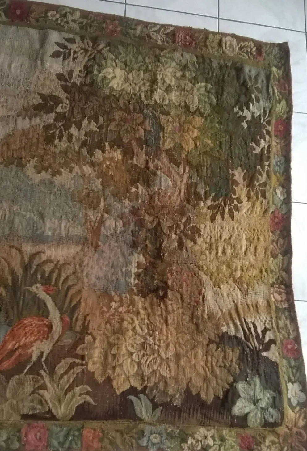 Tapisserie de laine "Verdure Flamande" de la manufacture Robert Four