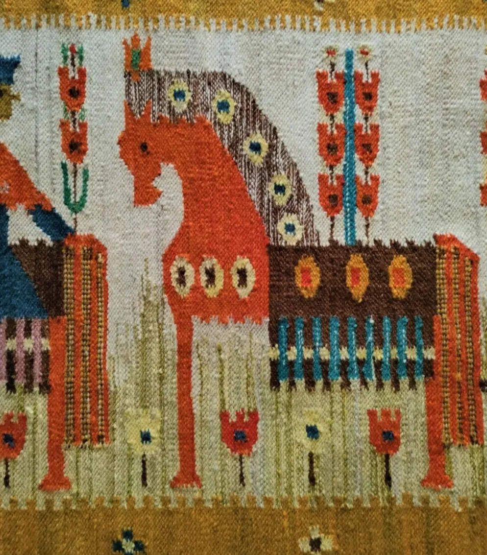 Tapisserie kilim fait main artisanat polonais années 70