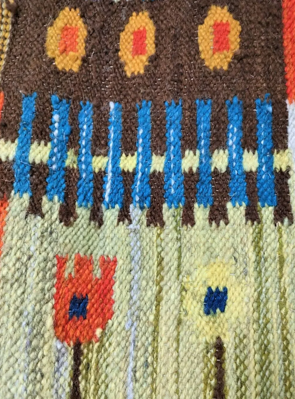 Tapisserie kilim fait main artisanat polonais années 70