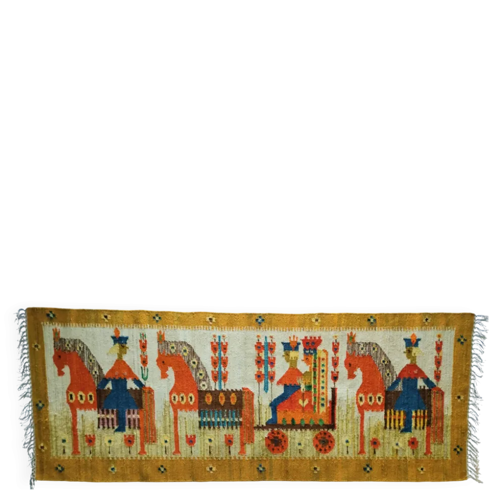 Tapisserie kilim fait main artisanat polonais années 70