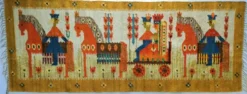 Tapisserie kilim fait main artisanat polonais années 70