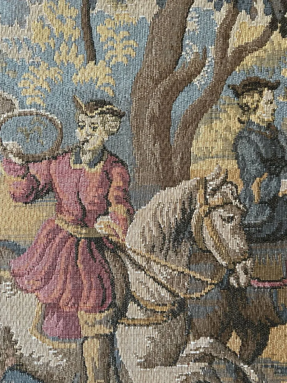 Tapisserie murale ancienne style Aubusson cadre moulures doré