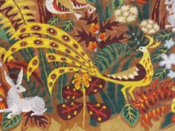 Tapisserie murale - Canevas encadré vintage années 70 - Paon en forêt