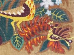 Tapisserie murale - Canevas encadré vintage années 70 - Paon en forêt