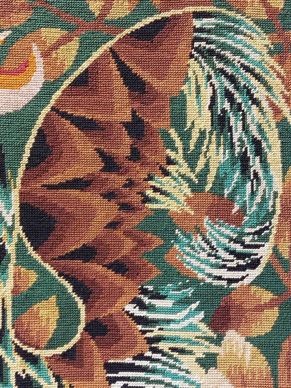 Tapisserie murale - Canevas encadré vintage années 70 - Coq au long plumage