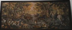 Tapisserie Murale Encadrée Scène de Chasse Vintage 179x74