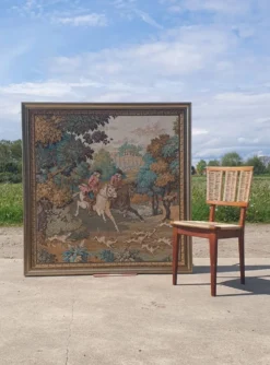 Tapisserie murale encadrée vintage 135 x 137 cm Chevaux des Gobelins