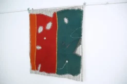 Tapisserie murale vintage tissée à la main vert émeraude, art mural tissé, 105x123 cm