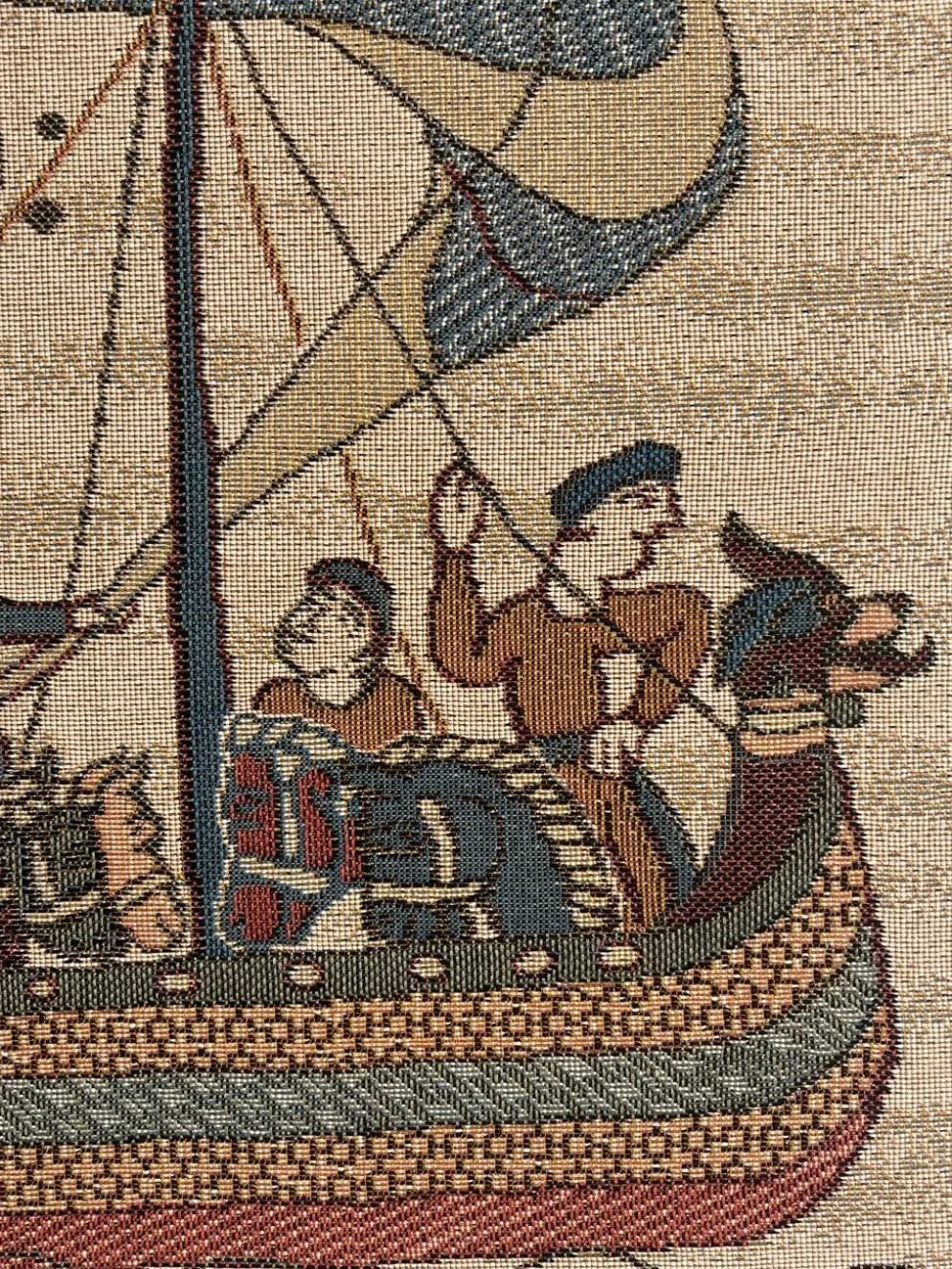 Tapisserie reproduction Bayeux encadrement XXème