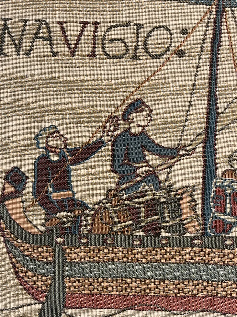 Tapisserie reproduction Bayeux encadrement XXème