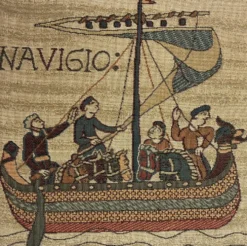 Tapisserie reproduction Bayeux encadrement XXème
