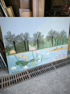 Tapisserie scène lacustre par Henri ROUSSEAU