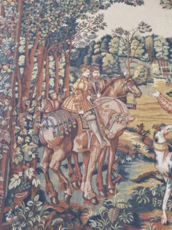 Tapisserie vintage de style Aubusson fabriquée en France avec étiquette