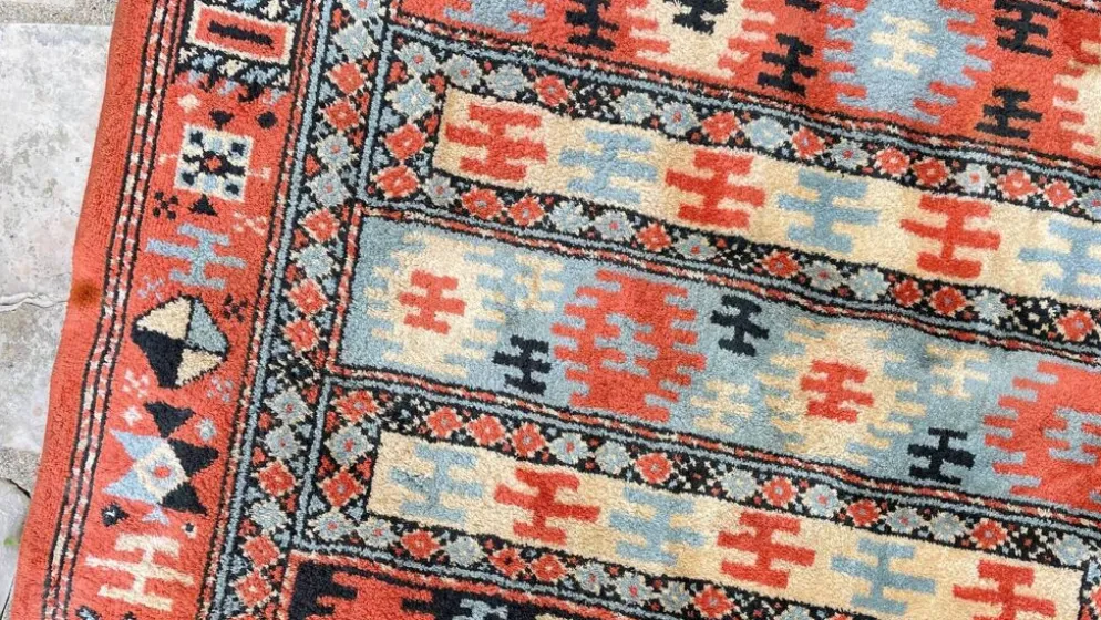 Tapis soie et coton vintage - 142 x 84cm