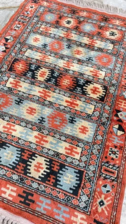 Tapis soie et coton vintage - 142 x 84cm