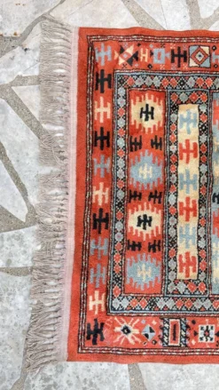 Tapis soie et coton vintage - 142 x 84cm
