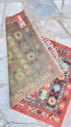 Tapis soie et coton vintage - 142 x 84cm