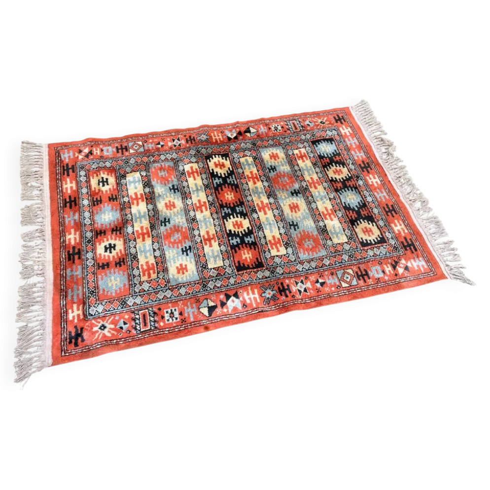 Tapis soie et coton vintage - 142 x 84cm