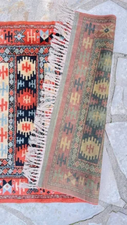 Tapis soie et coton vintage - 142 x 84cm