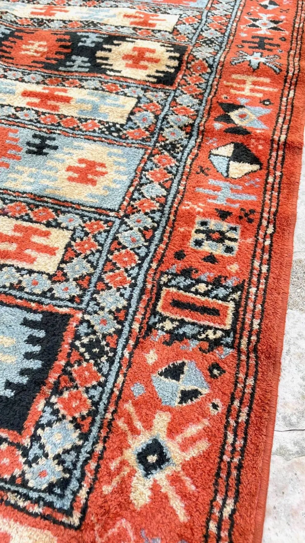 Tapis soie et coton vintage - 142 x 84cm