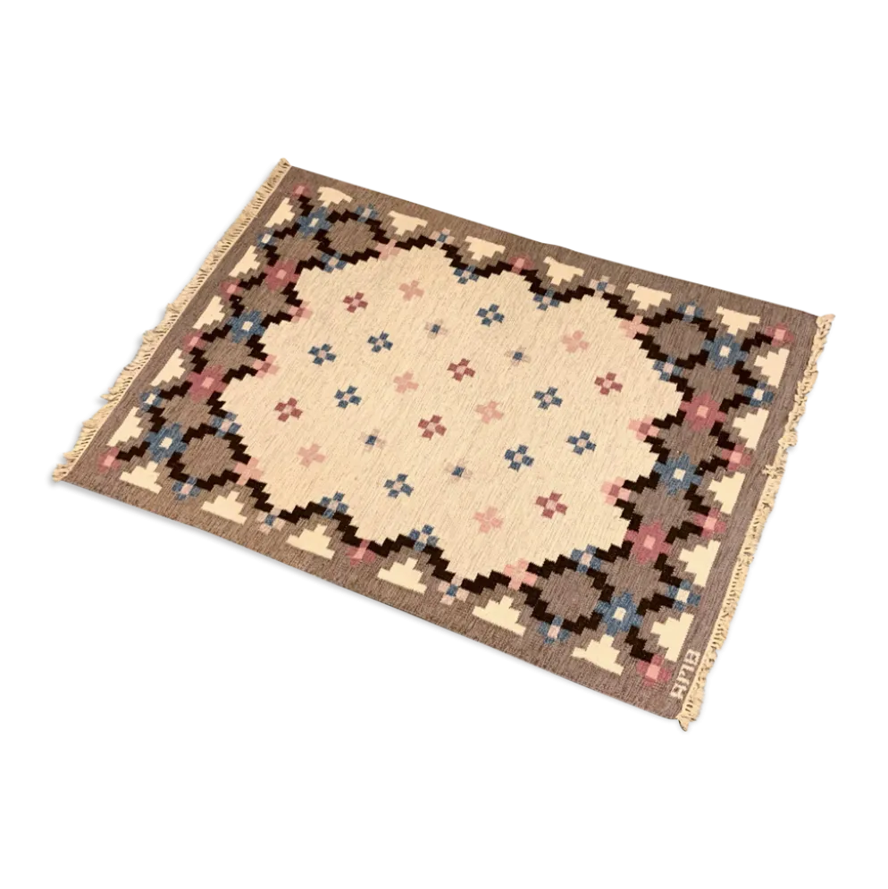 Tapis suédois du milieu du siècle Röllakan tissé à la main 1960
