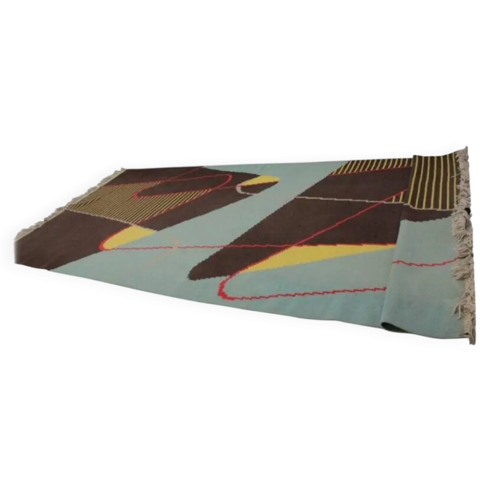 Tapis / Tapisserie géométrique extraordinaire et immense, années 1960