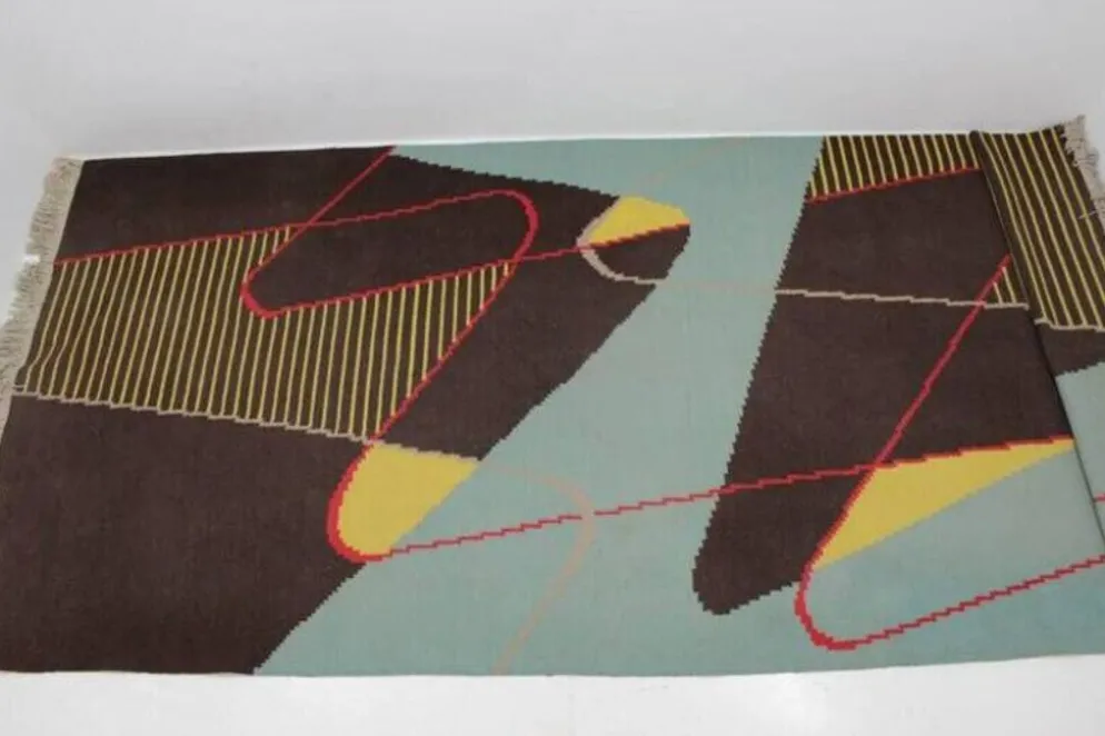 Tapis / Tapisserie géométrique extraordinaire et immense, années 1960