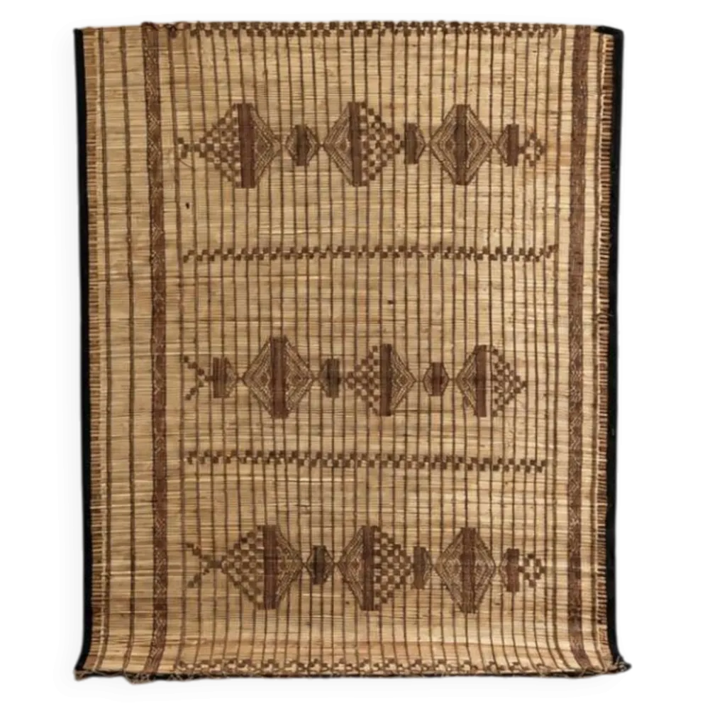 Tapis touareg - natte mauritanienne en fibre végétales et cuir
