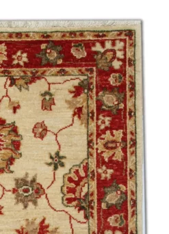 Tapis traditionnel en laine crème, petit tapis oriental à motifs floraux rouges 86 x 123 cm