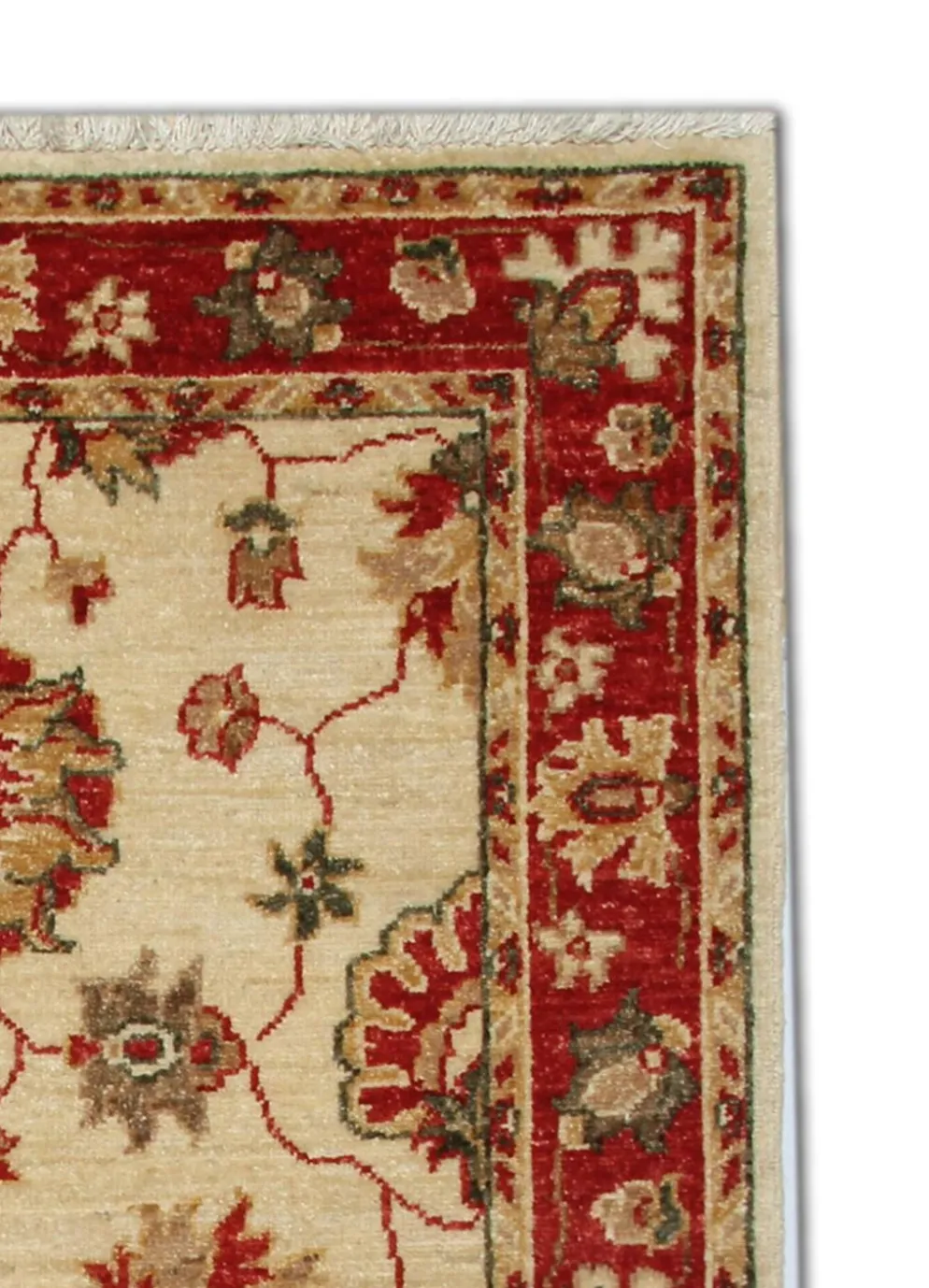 Tapis traditionnel en laine crème, petit tapis oriental à motifs floraux rouges 86 x 123 cm