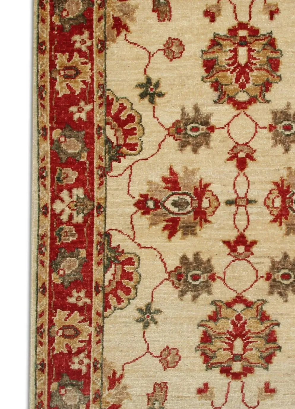 Tapis traditionnel en laine crème, petit tapis oriental à motifs floraux rouges 86 x 123 cm