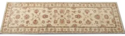 Tapis traditionnel en runner fait à la main, tapis crème, tapis afghan gris, décoration intérieure.
