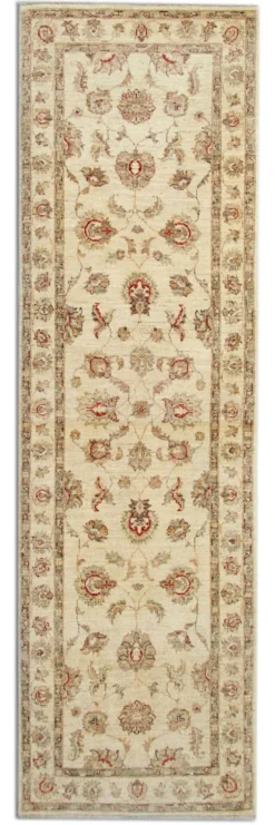 Tapis traditionnel en runner fait à la main, tapis crème, tapis afghan gris, décoration intérieure.