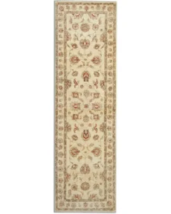 Tapis traditionnel en runner fait à la main, tapis crème, tapis afghan gris, décoration intérieure.