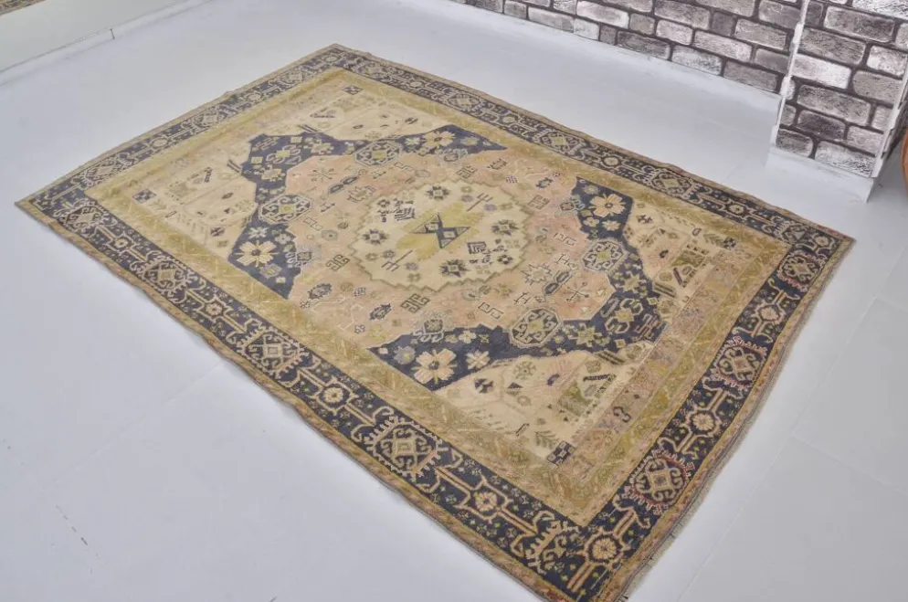 Tapis tribal vintage boho Oushak sku1436