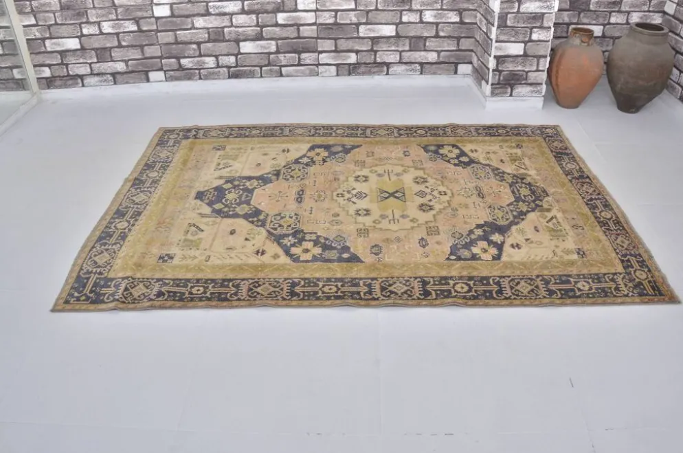 Tapis tribal vintage boho Oushak sku1436