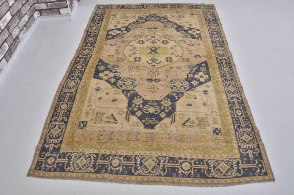 Tapis tribal vintage boho Oushak sku1436