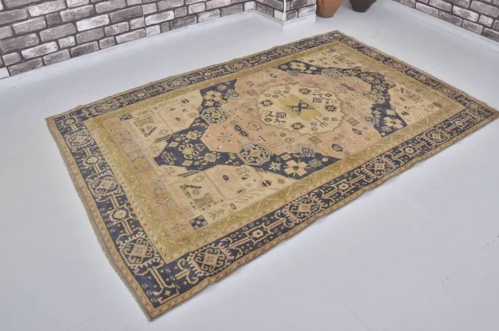 Tapis tribal vintage boho Oushak sku1436