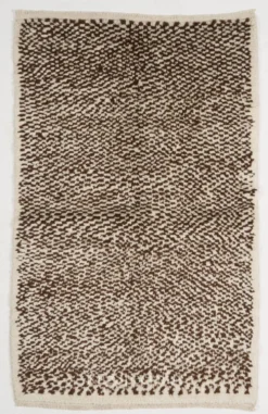 Tapis Tulu fait main, 100 % laine naturelle non teinte. Crème et marron. Options personnalisées disponibles.
