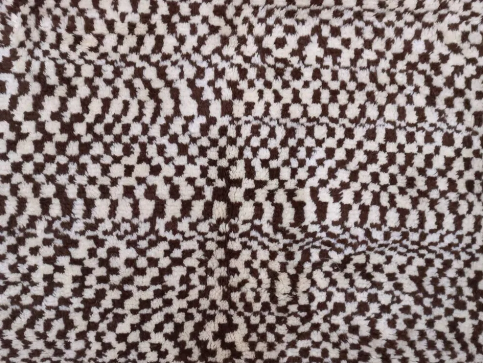Tapis Tulu fait main, 100 % laine naturelle non teinte. Crème et marron. Options personnalisées disponibles.