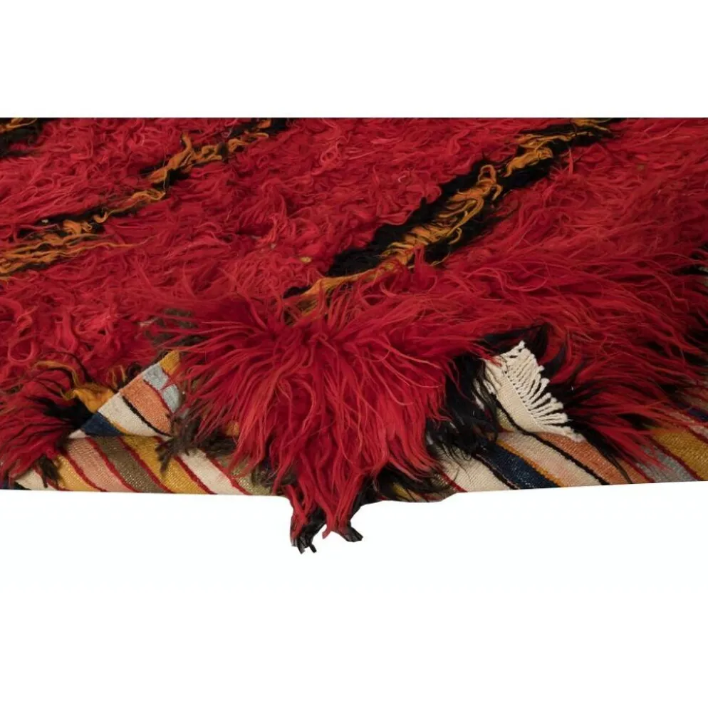 Tapis Tulu fait main moderne en rouge. 100 % laine. Options personnalisées disponibles.