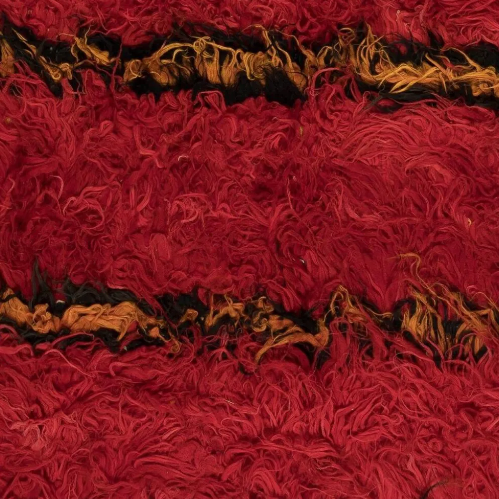 Tapis Tulu fait main moderne en rouge. 100 % laine. Options personnalisées disponibles.