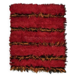 Tapis Tulu fait main moderne en rouge. 100 % laine. Options personnalisées disponibles.