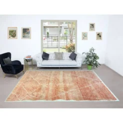 Tapis Tulu marocain contemporain noué à la main en rose doux, 100 % laine
