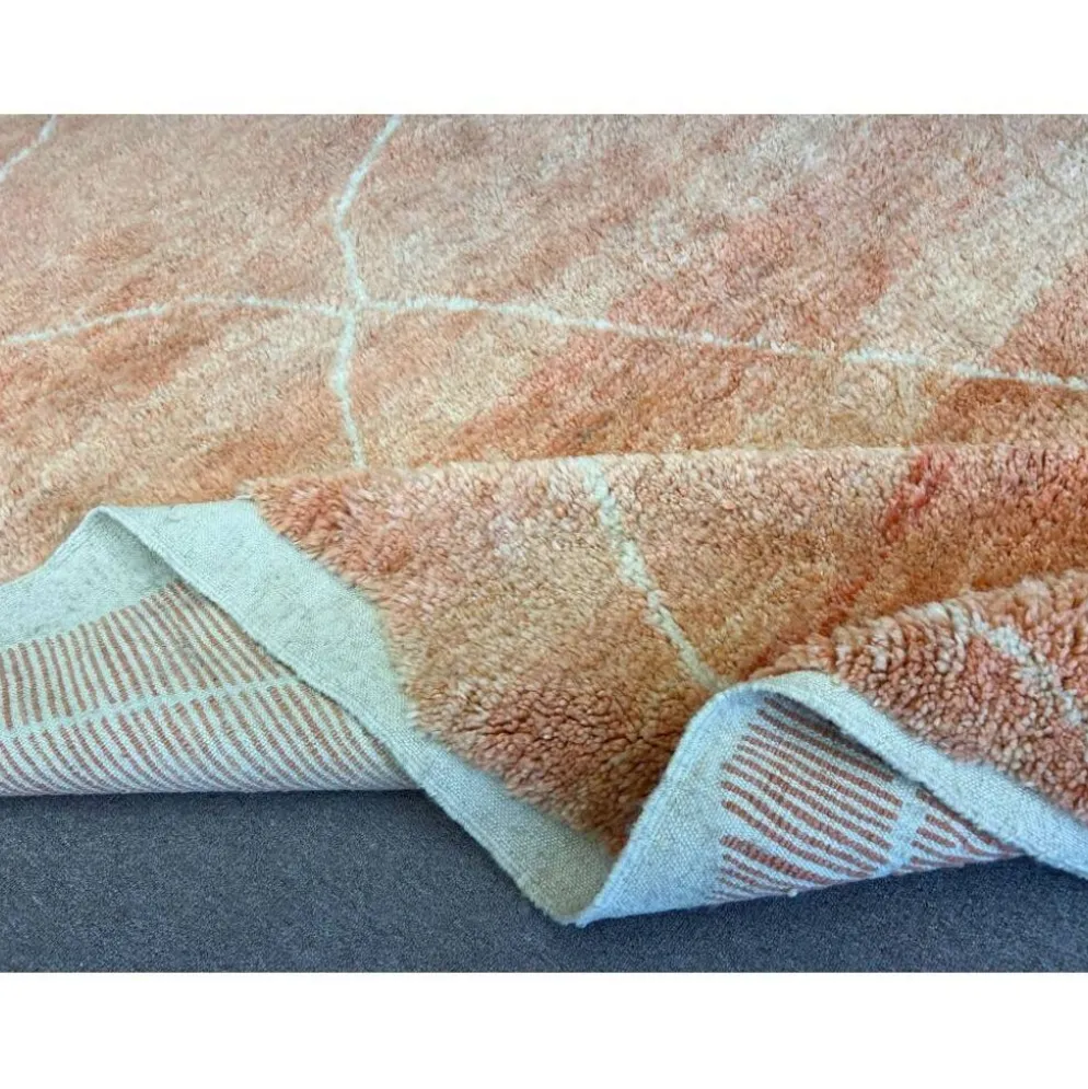 Tapis Tulu marocain contemporain noué à la main en rose doux, 100 % laine